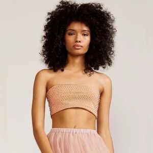 Cynthia Rowley Pink Rhinestone Mesh Bandeau Top size XS NWT